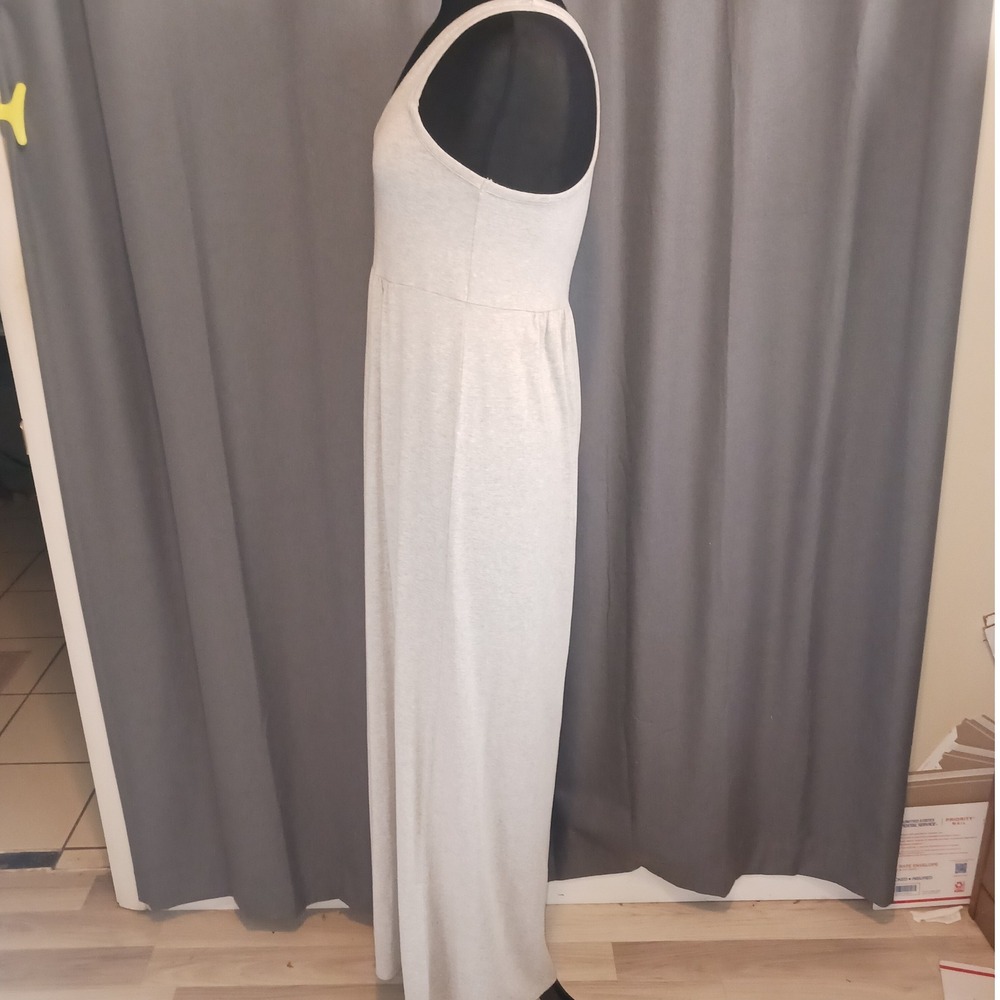 LOFT Beach Heather Grey Racerback Empire Waist Jersey Knit Maxi Dress M - Picture 6 of 7